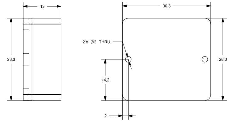 USB インタフェース デジタル静電式加速度センサ 寸法